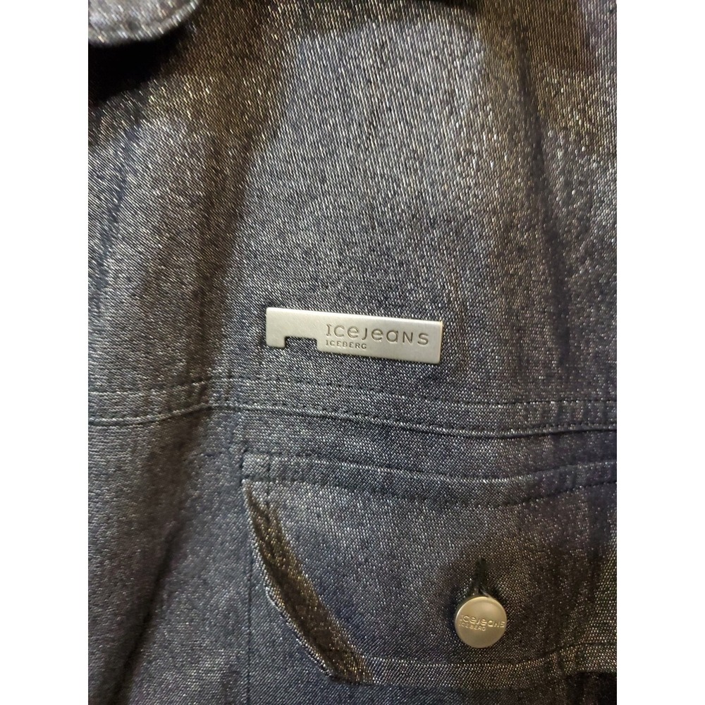 Icejeans Iceberg‎ Denim Shacket Dark Blue Silver Shimmer Button Oversize 4XL - Picture 3 of 7